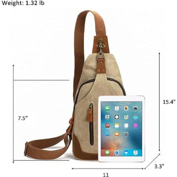 KL928 Man Canvas Sling Crossbody Backpack - Picture 2 of 6